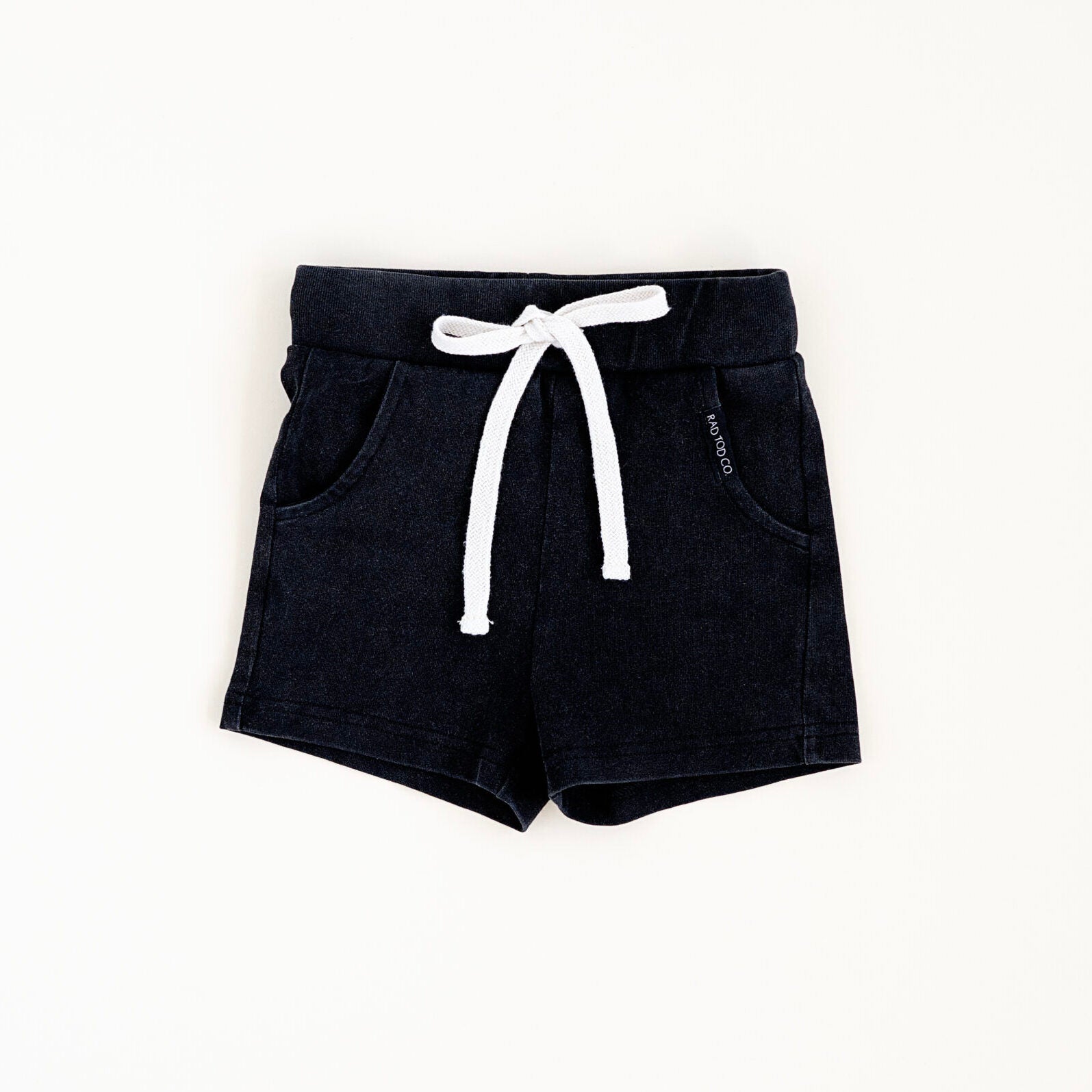 Black acid wash shorts on sale